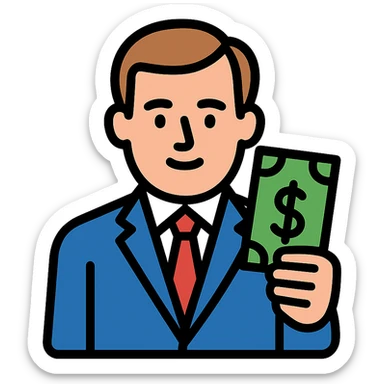 Nikolai Astrup, Norwegian politician, holding a pack of money in his hand sticker