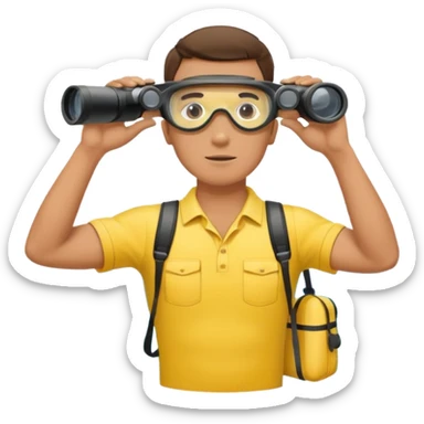 Male lifeguard – yellow shirt, binoculars in hand, scanning the sea, full body sticker