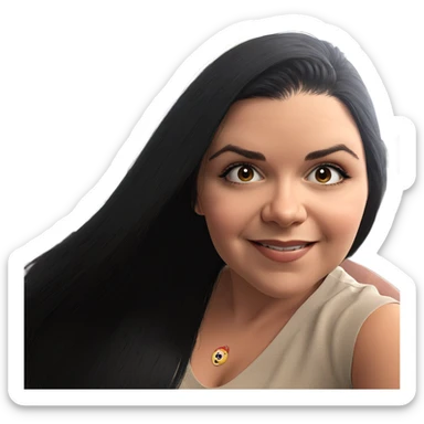 smiling girl with black hair sticker
