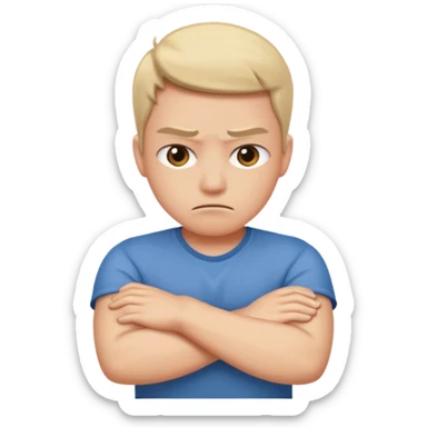 upset face with arms crossed sticker