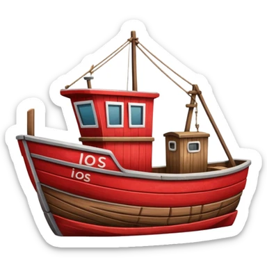 a red fishing boat sticker