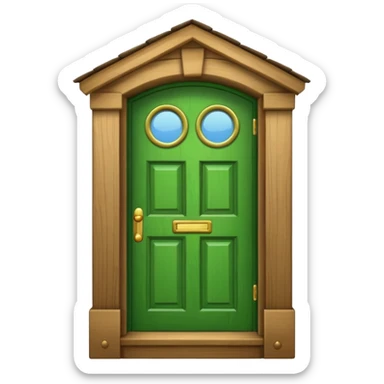 A simple green door emoji in the style of Apple emoji with a window. sticker