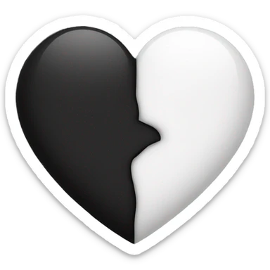 Half white half black heart where left half is white sticker
