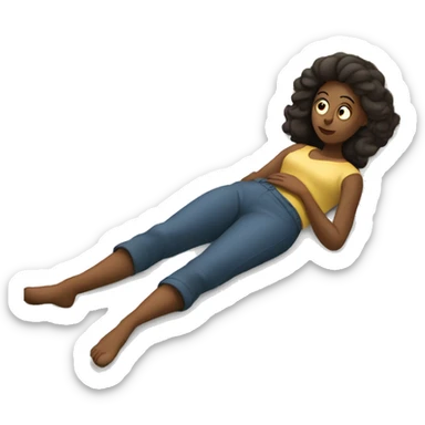 Lady laying on stomach on bed watching tv sticker