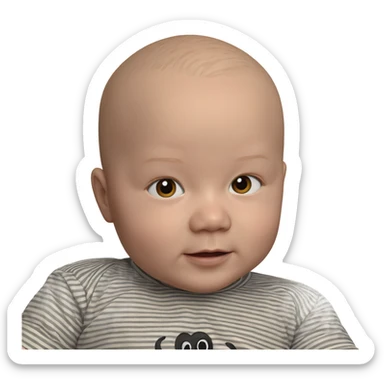 bald boy in striped shirt sticker