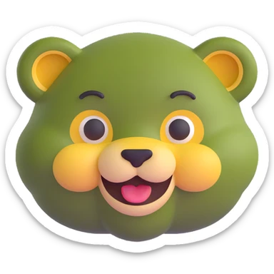 zodiacal Leo sign, olive green color, 3D emoji style sticker