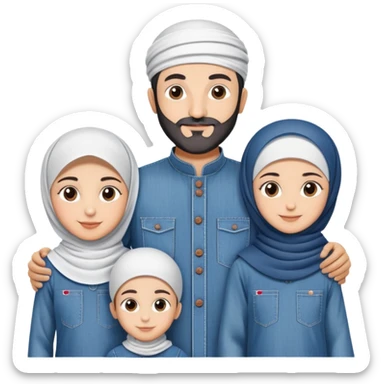 Turkish beautiful finished islamic family denim clothes and make bbq time sticker