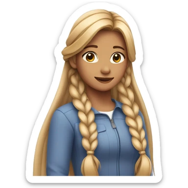 Girl with long braid over her shoulder going down to her waist  sticker