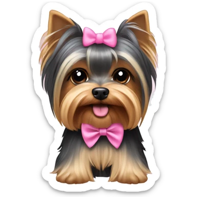 Yorkshire terrier biewer with pink bow sticker