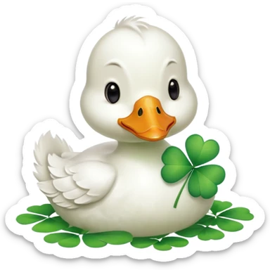 lucky duck with a four-leaf clover sticker
