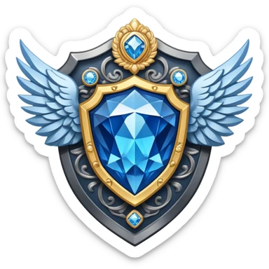 Shield with wings and a big blue diamond in the center and VIP label sticker