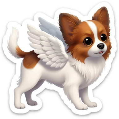 dog papillon angel sticker