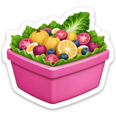 pink salad box contain sticker