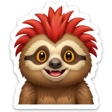 sloth with a big red mohawk sticker
