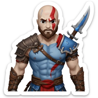 create a emoji for god of war kartos version with his wife of love blueheart sticker