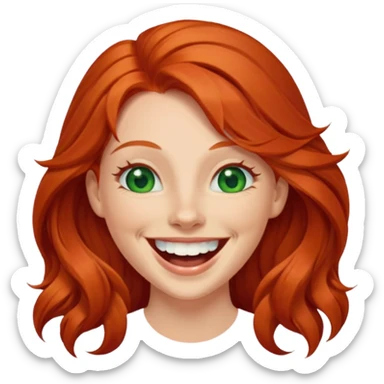 laughing long red haired woman sticker