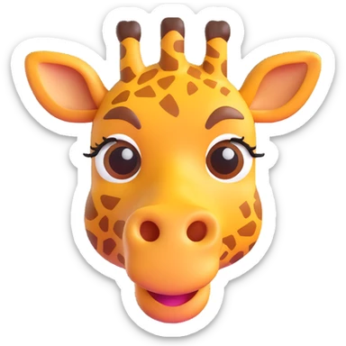 giraffe head, 3D emoji style sticker