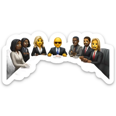 the last supper wearing suits in a modern office sticker