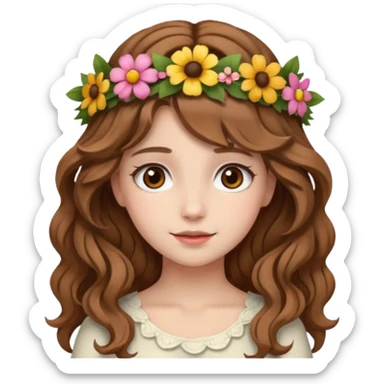 Açık kumral saçları olan, dalgalı kabarık saçlı beyaz tenli kahverengi gözlü bir kız çizer misinn sticker