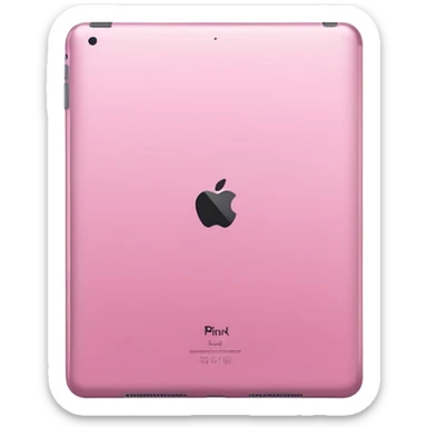  pink iPad (Apple tablet) with sleek metallic finish, minimal and modern design, soft reflections, isolated on transparent background, realistic style" sticker