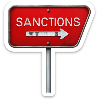 
red road sign with the inscription sanctions sticker