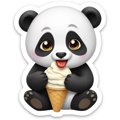 Panda eating ice cream sticker