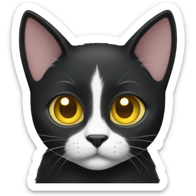 Black Cat white paws white belly yellow eyes sticker