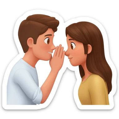 whispering in ear sticker