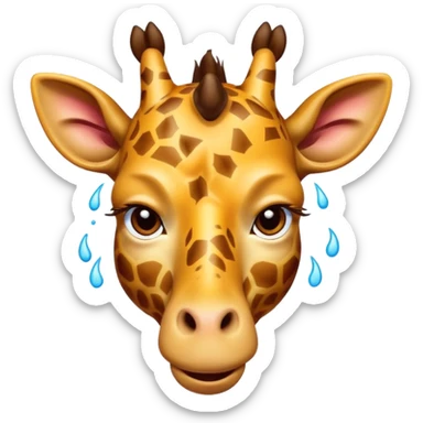 frustrated cartoon giraffe emoji facepalming with one hoof, exaggerated expression with eyes closed, visible sweat drops, comically annoyed mouth shape, thick outlines, vibrant colors sticker