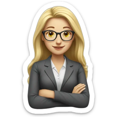 Woman teacher blonde long hair glasses book sticker