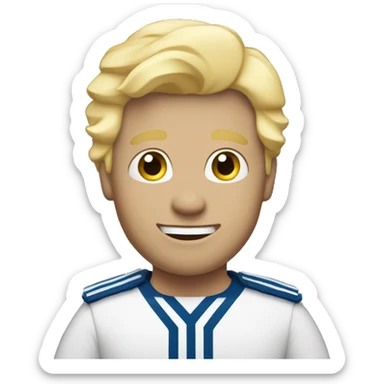 Male with blonde hair waving hand to say hello with a Scotland flag in the background  sticker