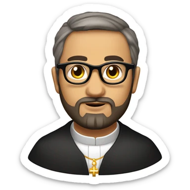 Sacerdote católico moreno con barba y gafas sticker