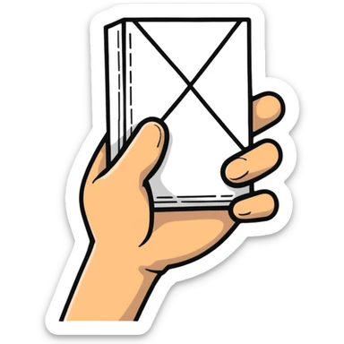 hand holding an X sticker