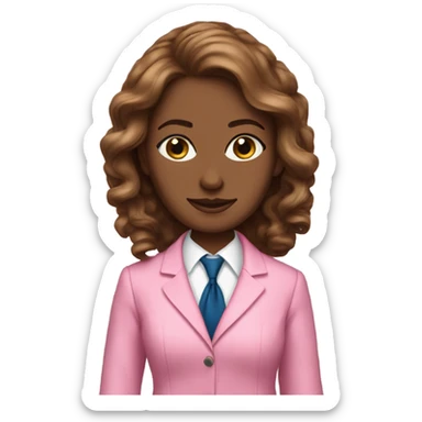 Brown curled hair blue eye lawyer woman in pink suite sticker
