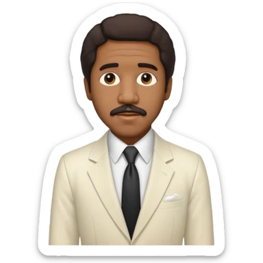 Richard Pryor with dark brown hair, ivory suit sticker
