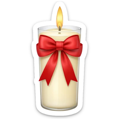 Soft vanilla long glass candle, with little red bow sticker