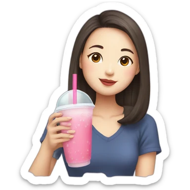 Taiwanese Girl drinking bubble tea sticker