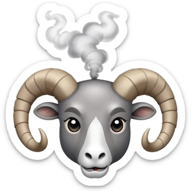 Ram with twisting horns and smoke coming out the nose  sticker