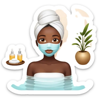 black girl in spa day sticker