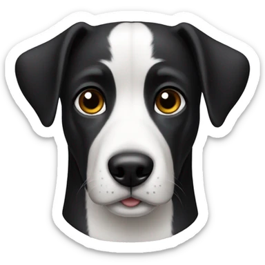 black and white dog one ear bend sticker