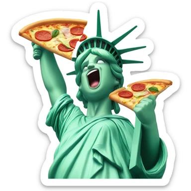 Statue of Liberty eating a slice of pizza sticker