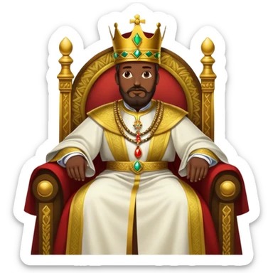 Ethiopian Emperor Menelik II, sitting on a throne, royal garments sticker