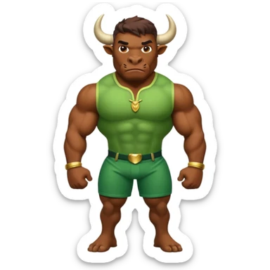 Green bull with clothes sticker
