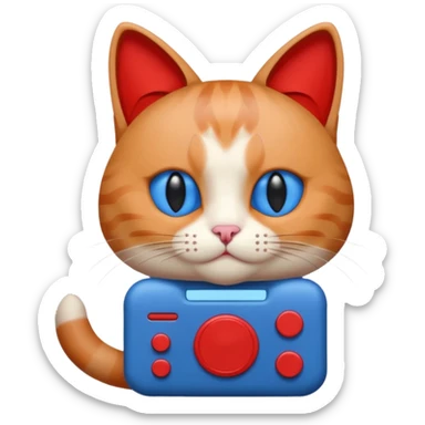 Cat with no ears head blue body blue with gadget red tail creator in fujiko pro sticker