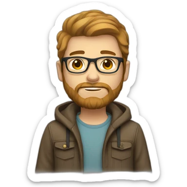 Hipster dude with beard and light brown hair sticker