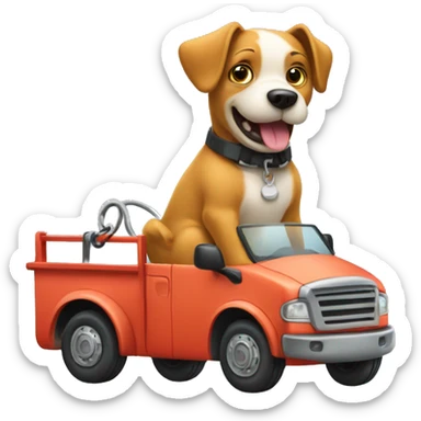 Dog in tow truck  sticker