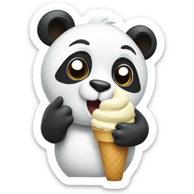 Panda eating ice cream sticker