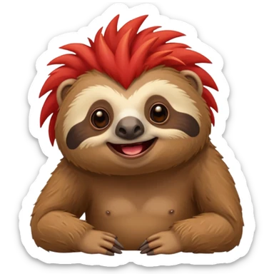 sloth with a big red mohawk sticker