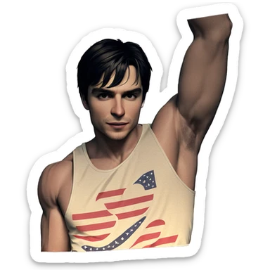 american flag tank top pose sticker