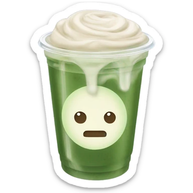 plain iced matcha latte in clear takeaway cup with no whipped cream on top sticker